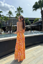 Calypso Maxi Dress - Orange Print