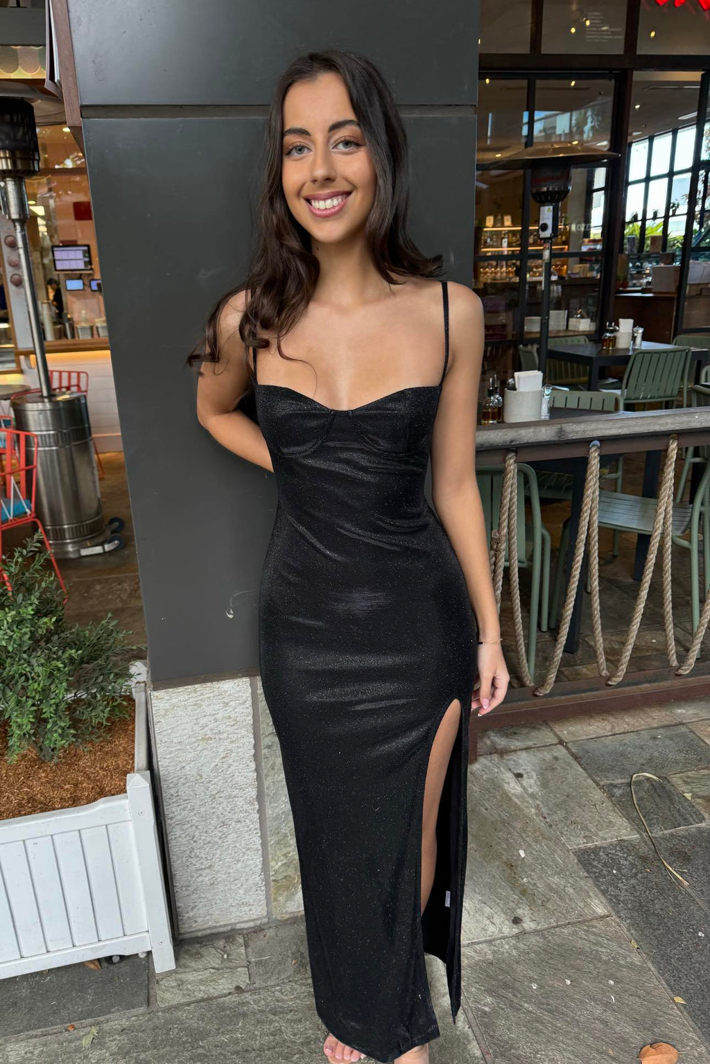 Maliyah Maxi Dress - Black Glitter