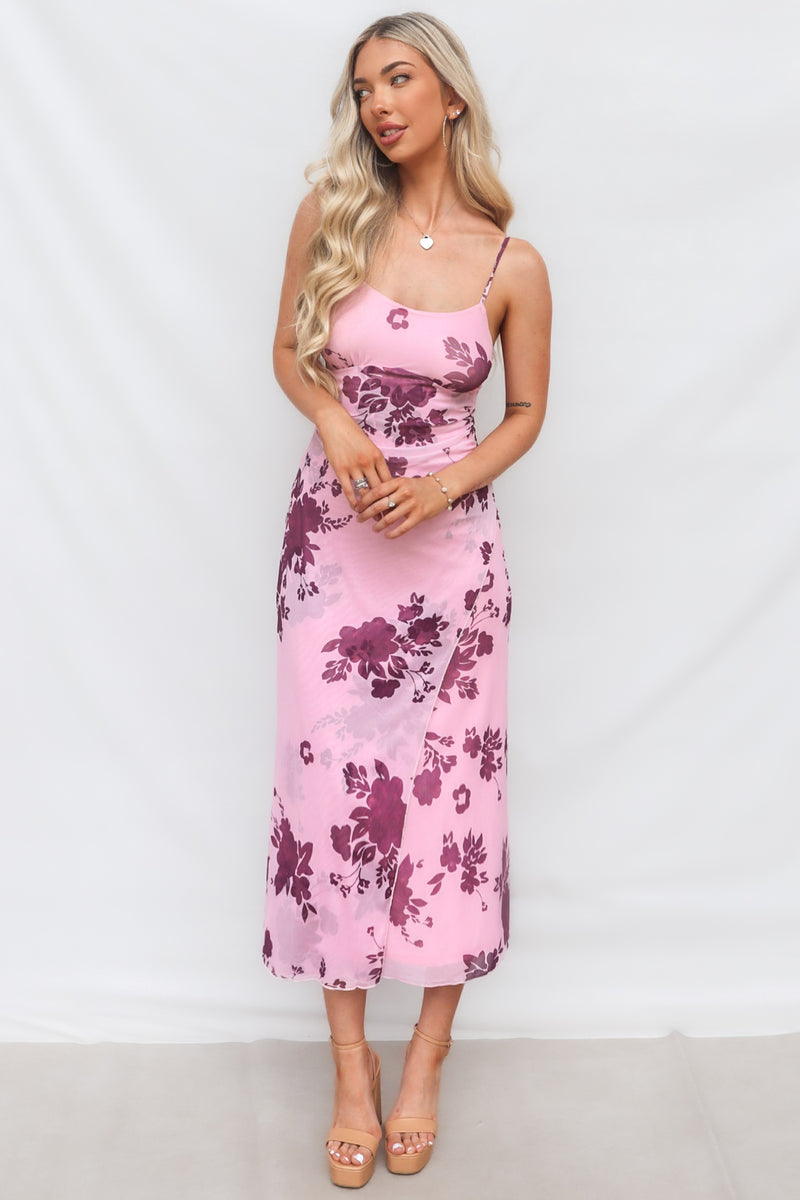 Akira Midi Dress - Pink Floral