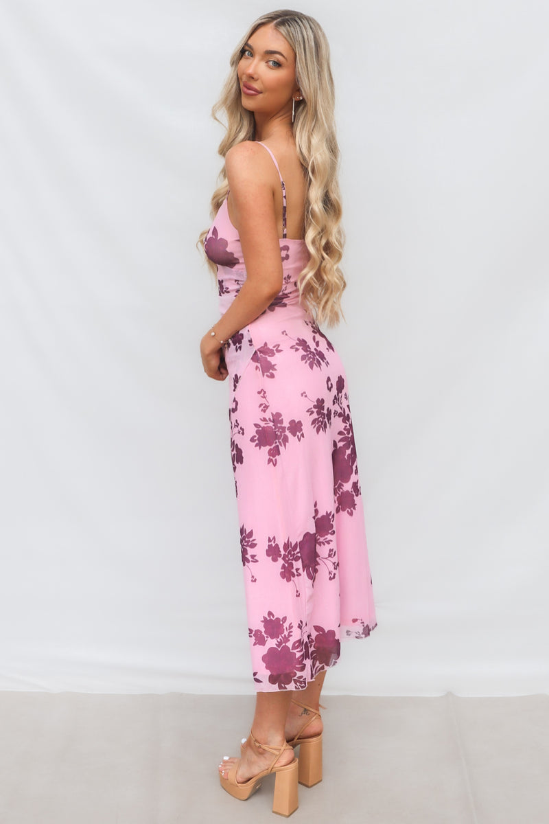 Akira Midi Dress - Pink Floral
