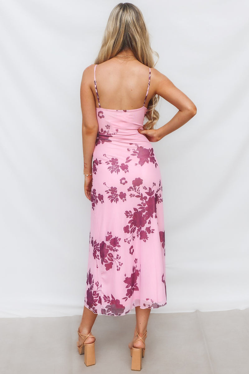 Akira Midi Dress - Pink Floral