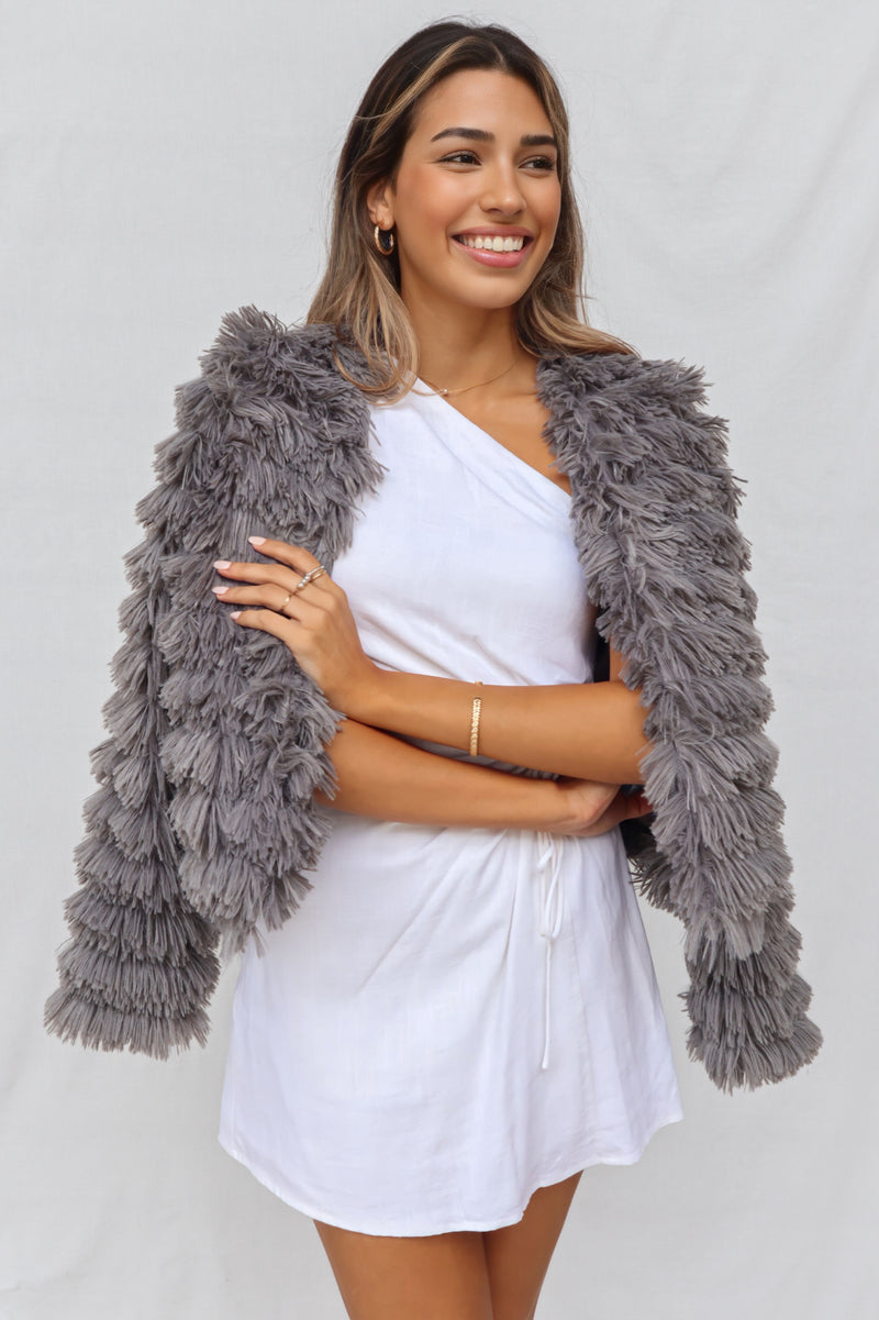 Bambi Faux Fur Jacket - Grey