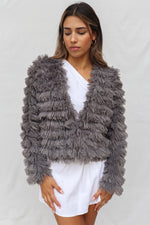 Bambi Faux Fur Jacket - Grey