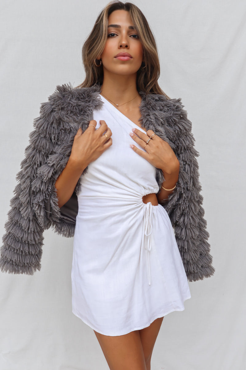 Bambi Faux Fur Jacket - Grey