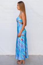 Britney Maxi Dress - Blue Rainbow Stripes