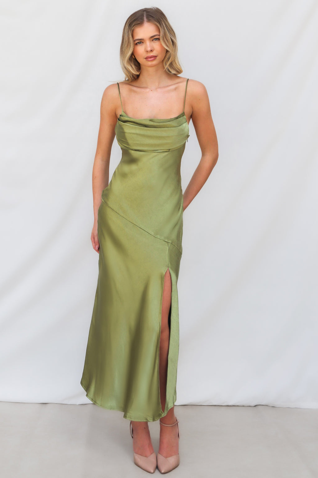 Celine Midi Dress - Olive - Runway Goddess