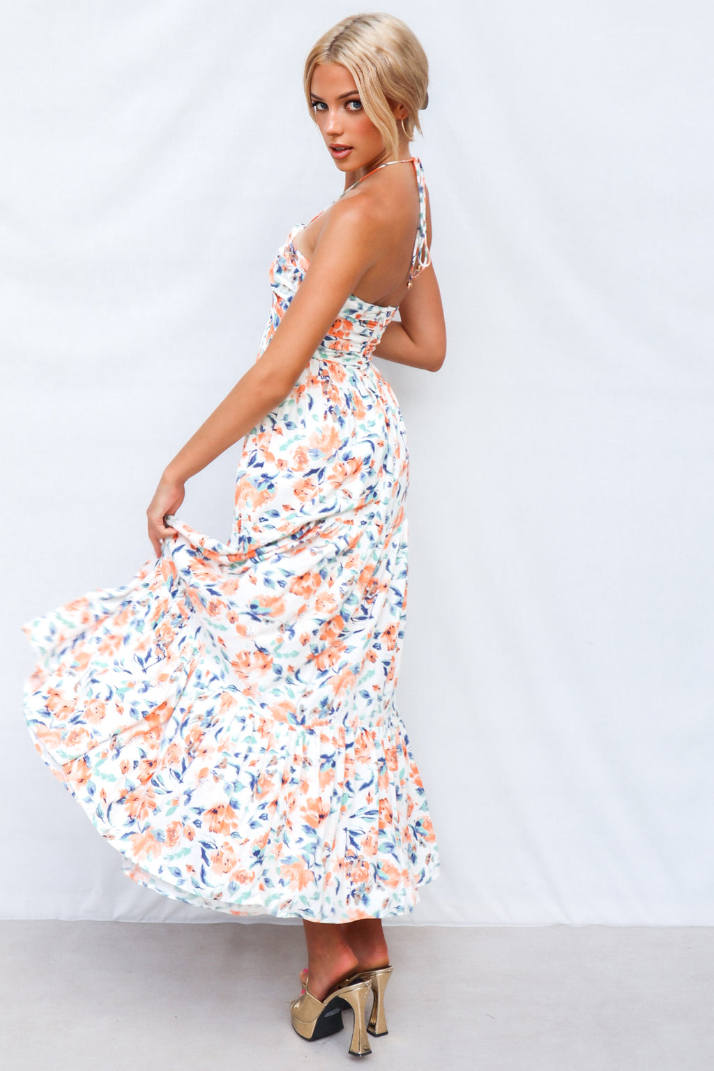 Coral Maxi Dress - Orange Print