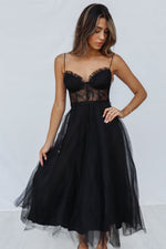 Ellen Tulle Midi Dress - Black