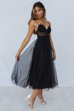 Ellen Tulle Midi Dress - Black