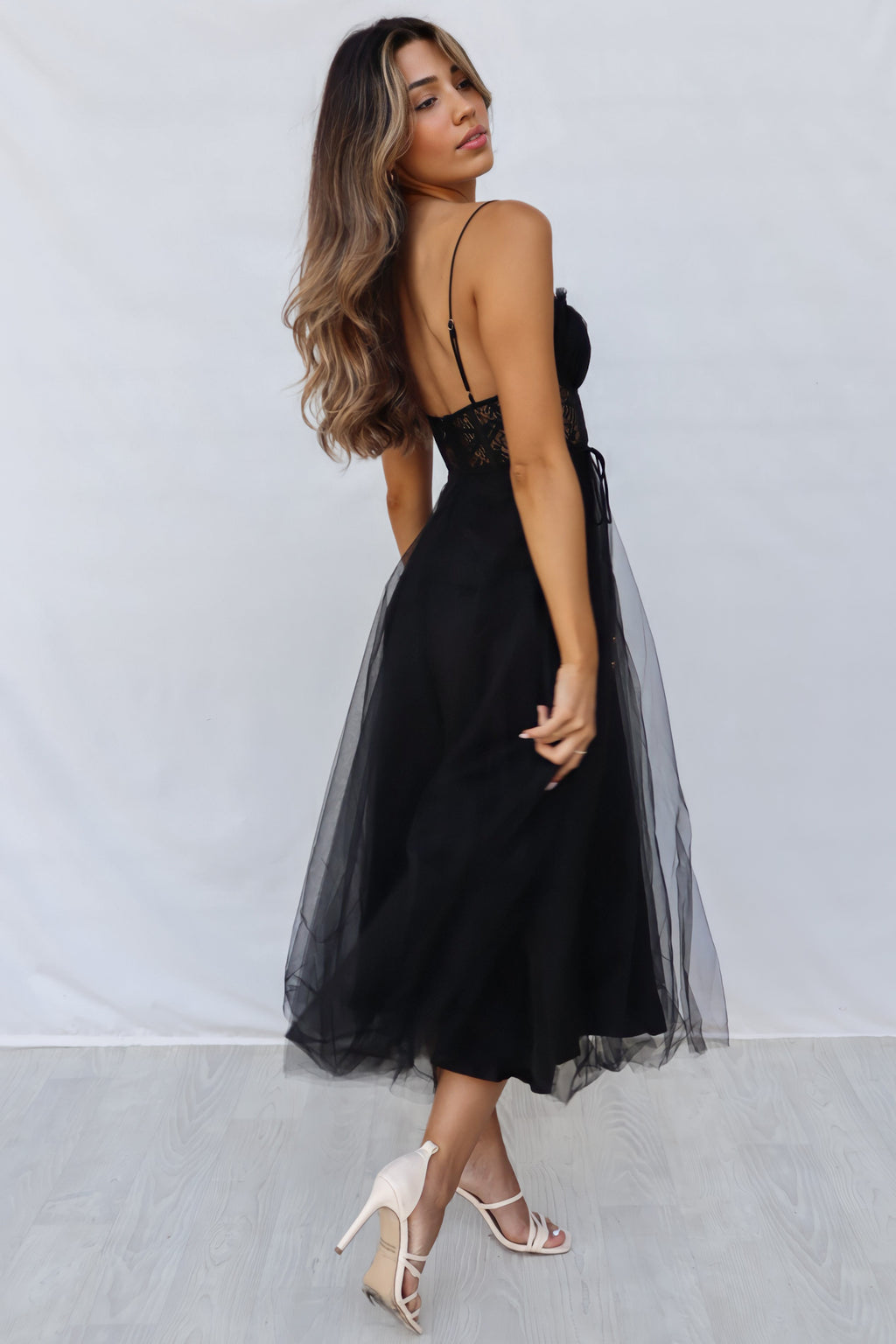 Ellen Tulle Midi Dress - Black