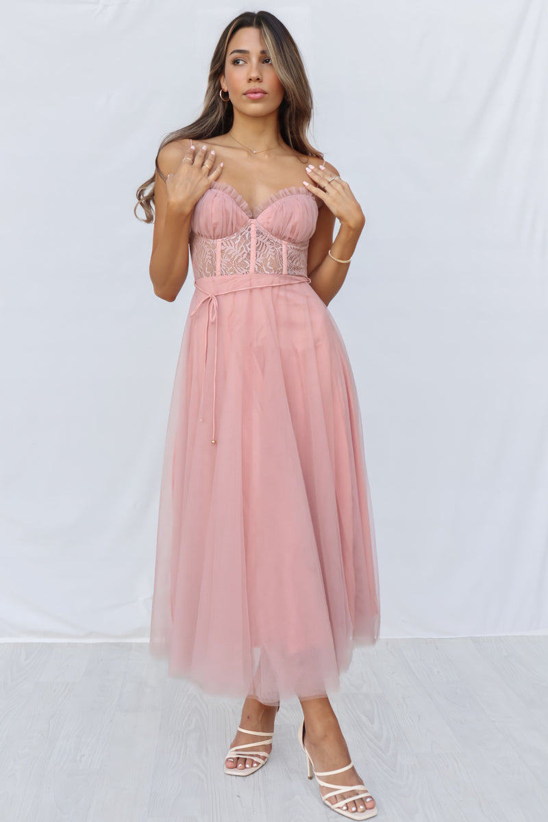 Ellen Tulle Midi Dress - Blush Pink