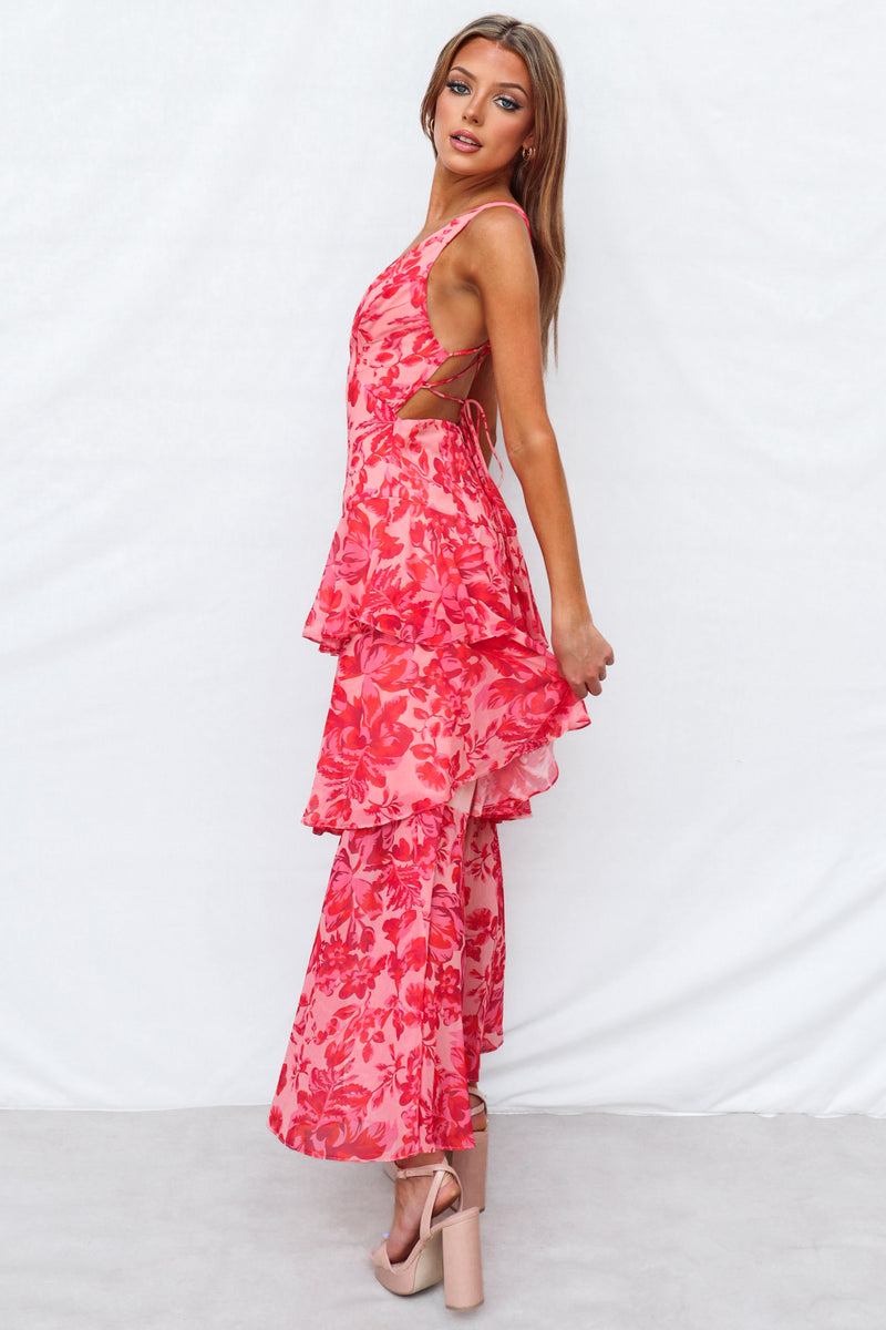 Elleny Maxi Dress - Red Floral