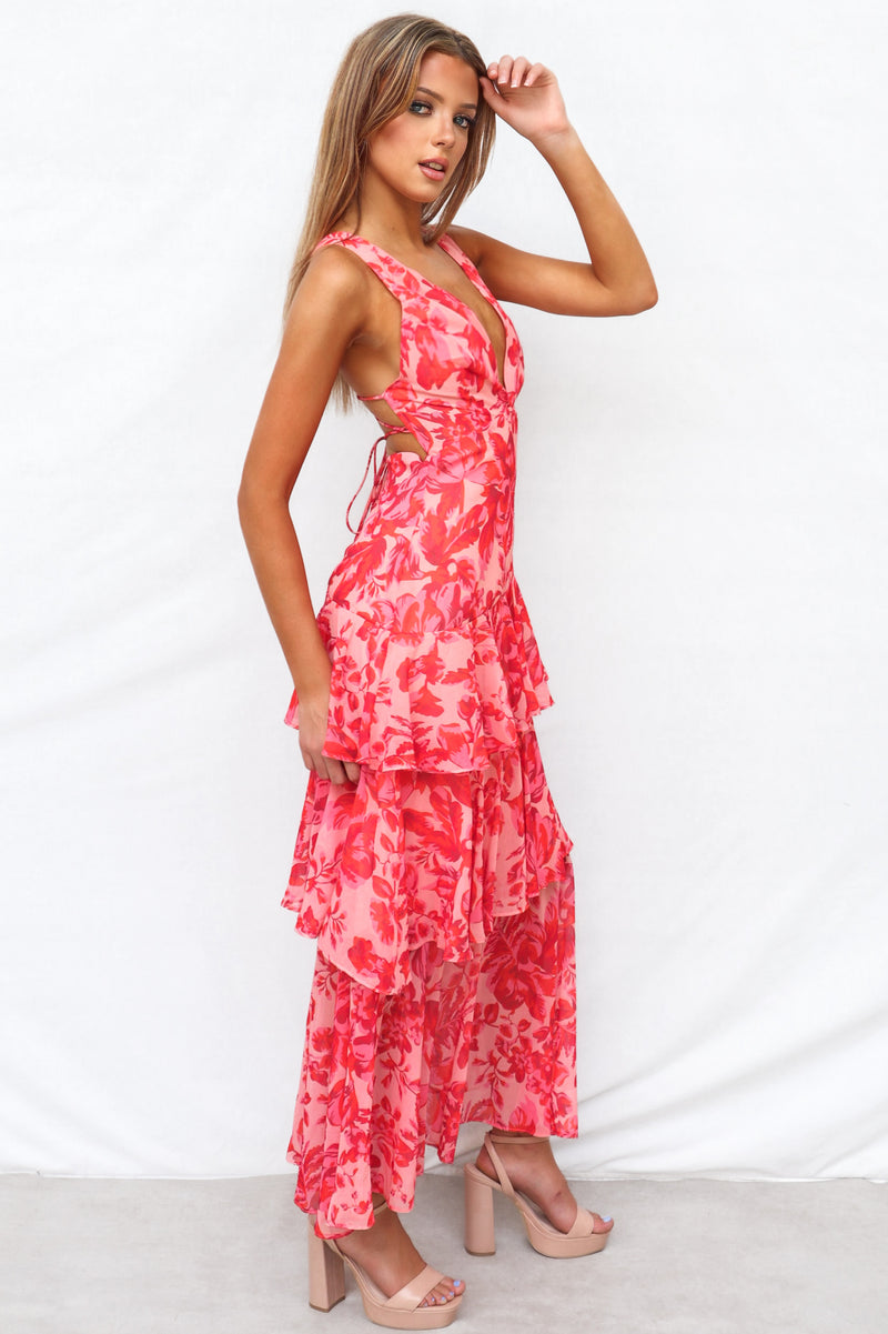 Elleny Maxi Dress - Red Floral