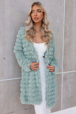 Felix Faux Fur Jacket Coat - Sage Green