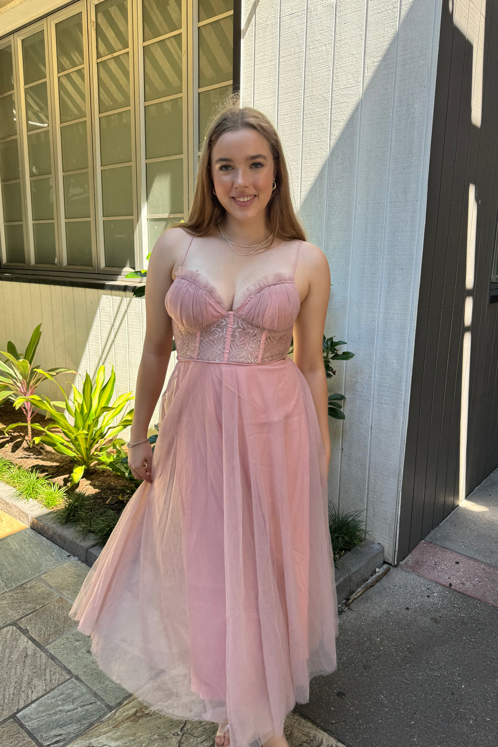 Ellen Tulle Midi Dress - Blush Pink - Runway Goddess