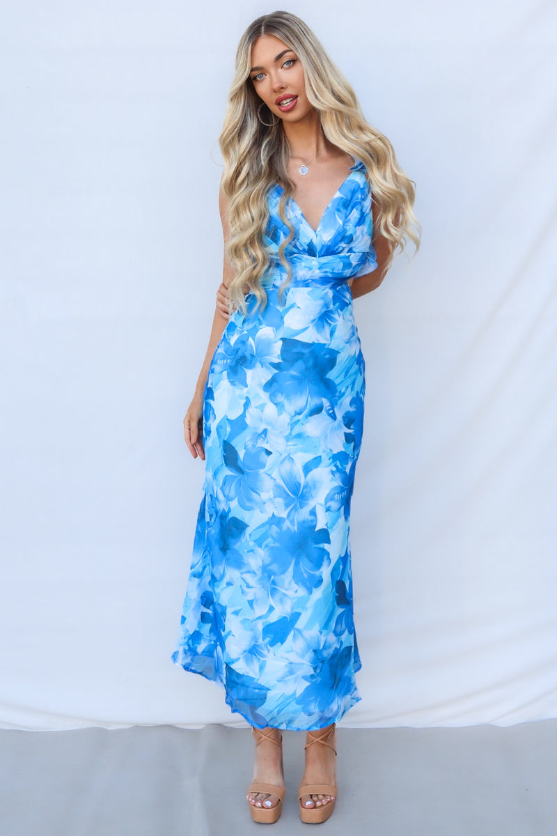 Jovia Maxi Dress - Blue Floral