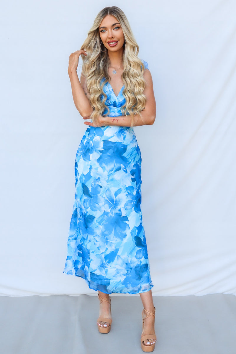 Jovia Maxi Dress - Blue Floral