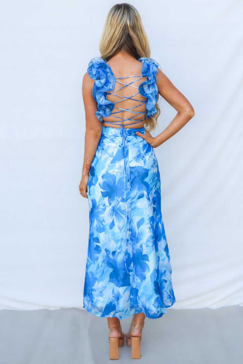 Jovia Maxi Dress - Blue Floral