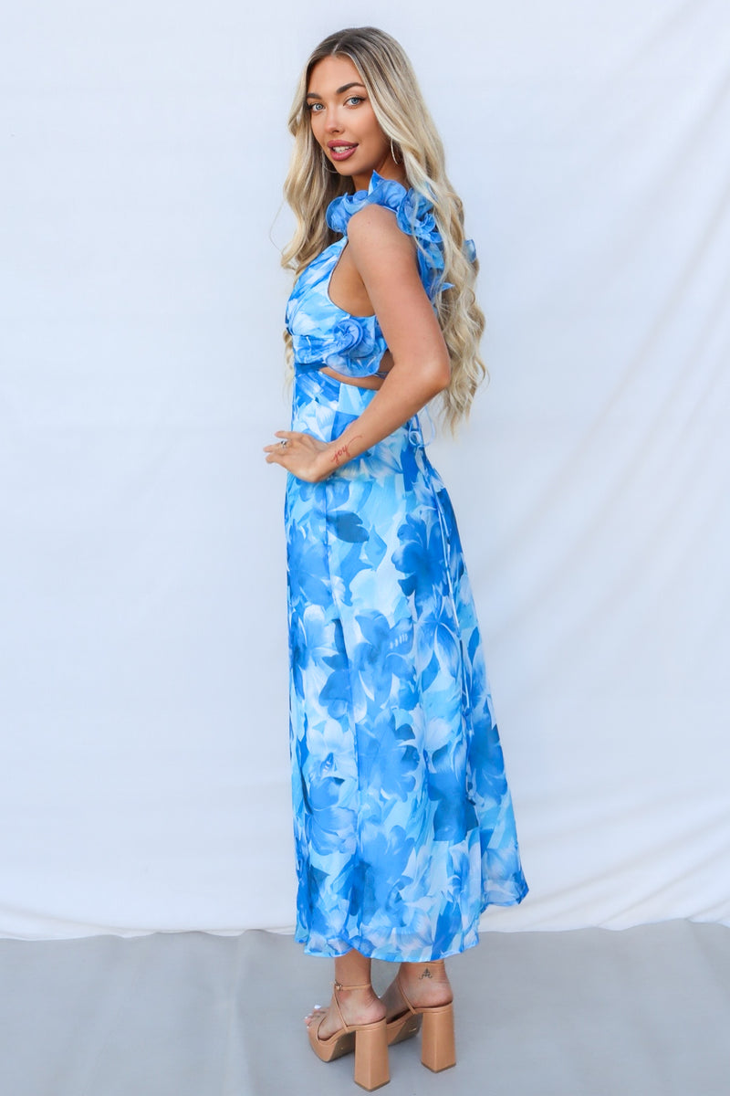 Jovia Maxi Dress - Blue Floral