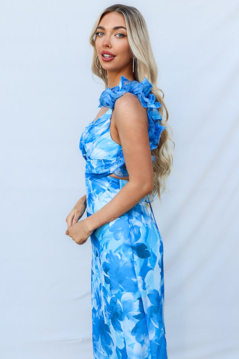 Jovia Maxi Dress - Blue Floral