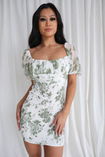 Julie Mini Dress - Green Floral