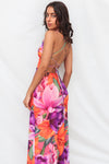 Katrina Midi Dress - Purple/Orange Print