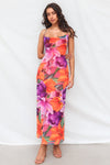 Katrina Midi Dress - Purple/Orange Print