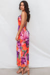 Katrina Midi Dress - Purple/Orange Print