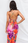 Katrina Midi Dress - Purple/Orange Print