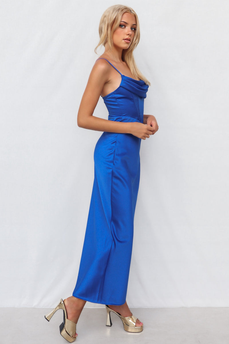 Kiki Satin Formal Dress - Cobalt/Navy