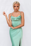 Kiki Satin Formal Dress - Sage