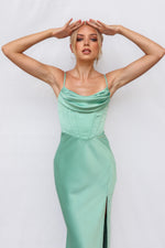 Kiki Satin Formal Dress - Sage