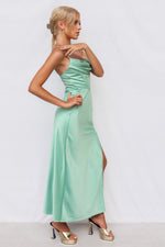 Kiki Satin Formal Dress - Sage