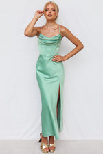 Kiki Satin Formal Dress - Sage