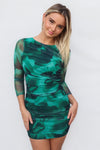 Mars Mini Dress - Green Print