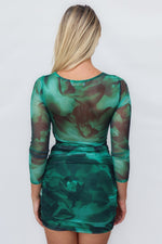 Mars Mini Dress - Green Print
