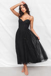 Mary Tulle Midi Dress - Black