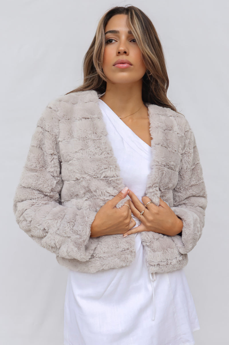 Misty Faux Fur Jacket - Light Grey