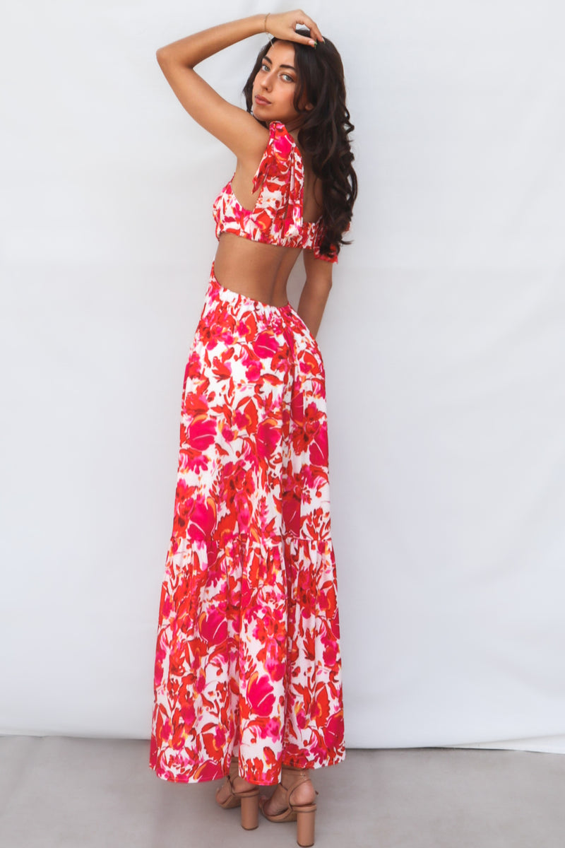 Pedro Maxi Dress - Red Floral