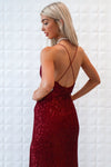 Whitney Sequin Gown - Wine