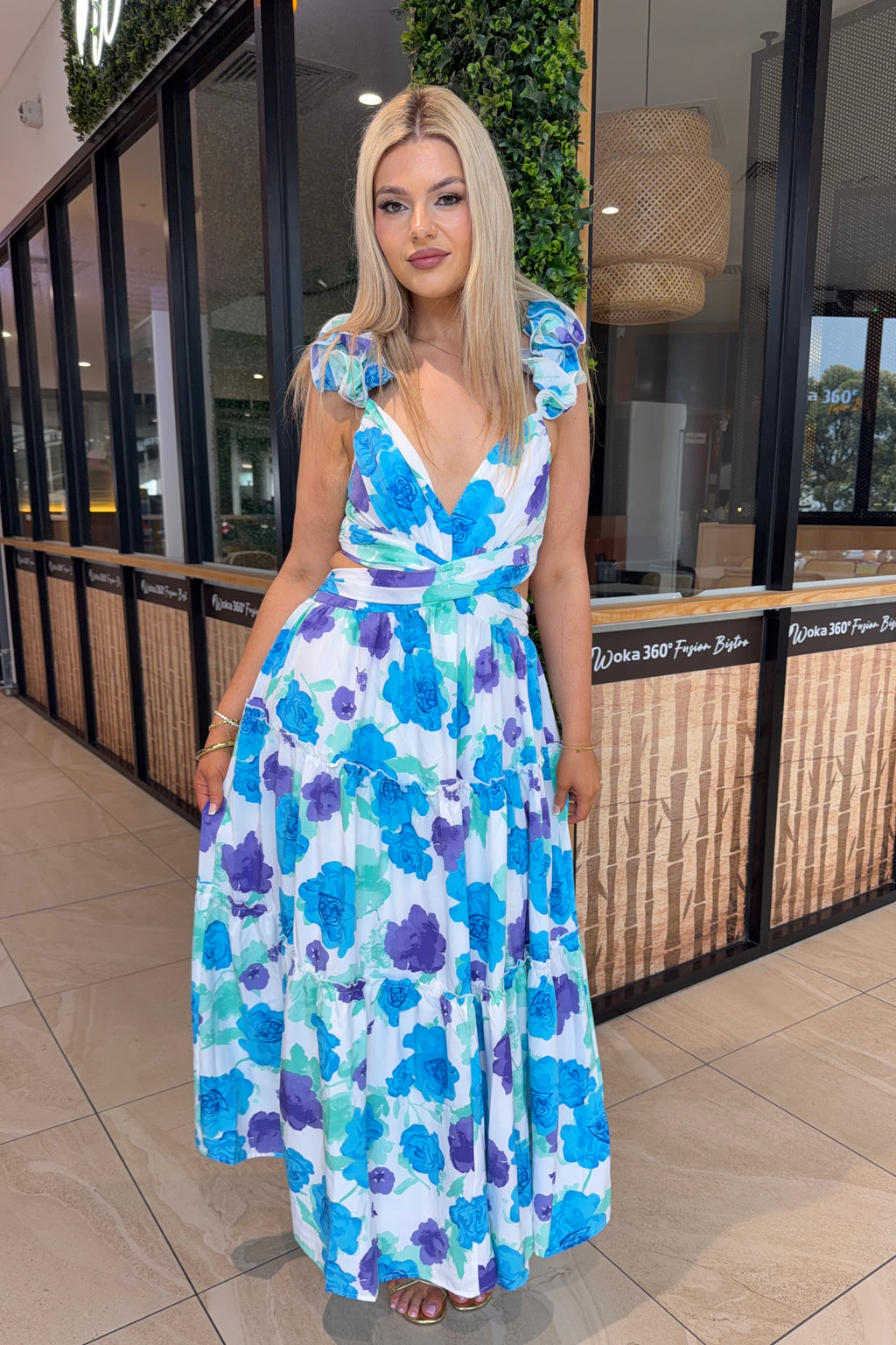 Giselle Maxi Dress - Blue Floral - Runway Goddess