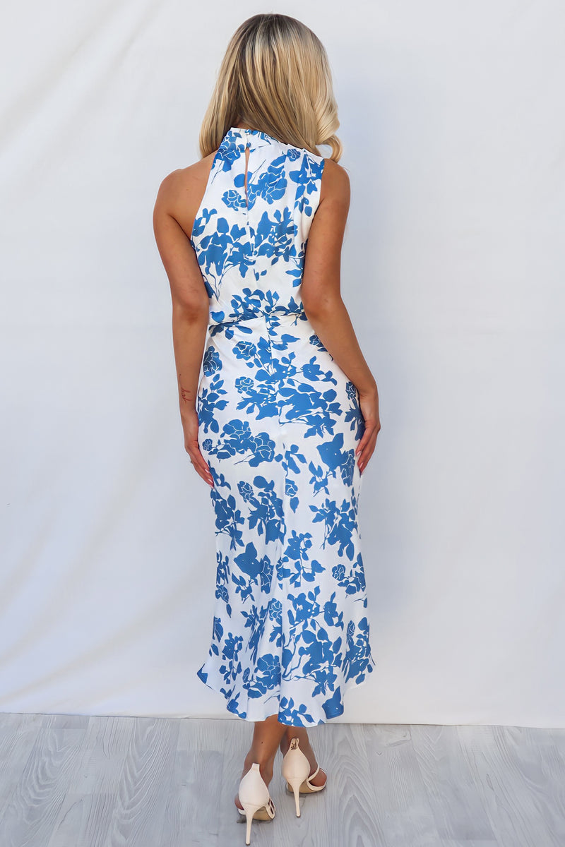 Sherie Midi Dress - Blue/White Floral