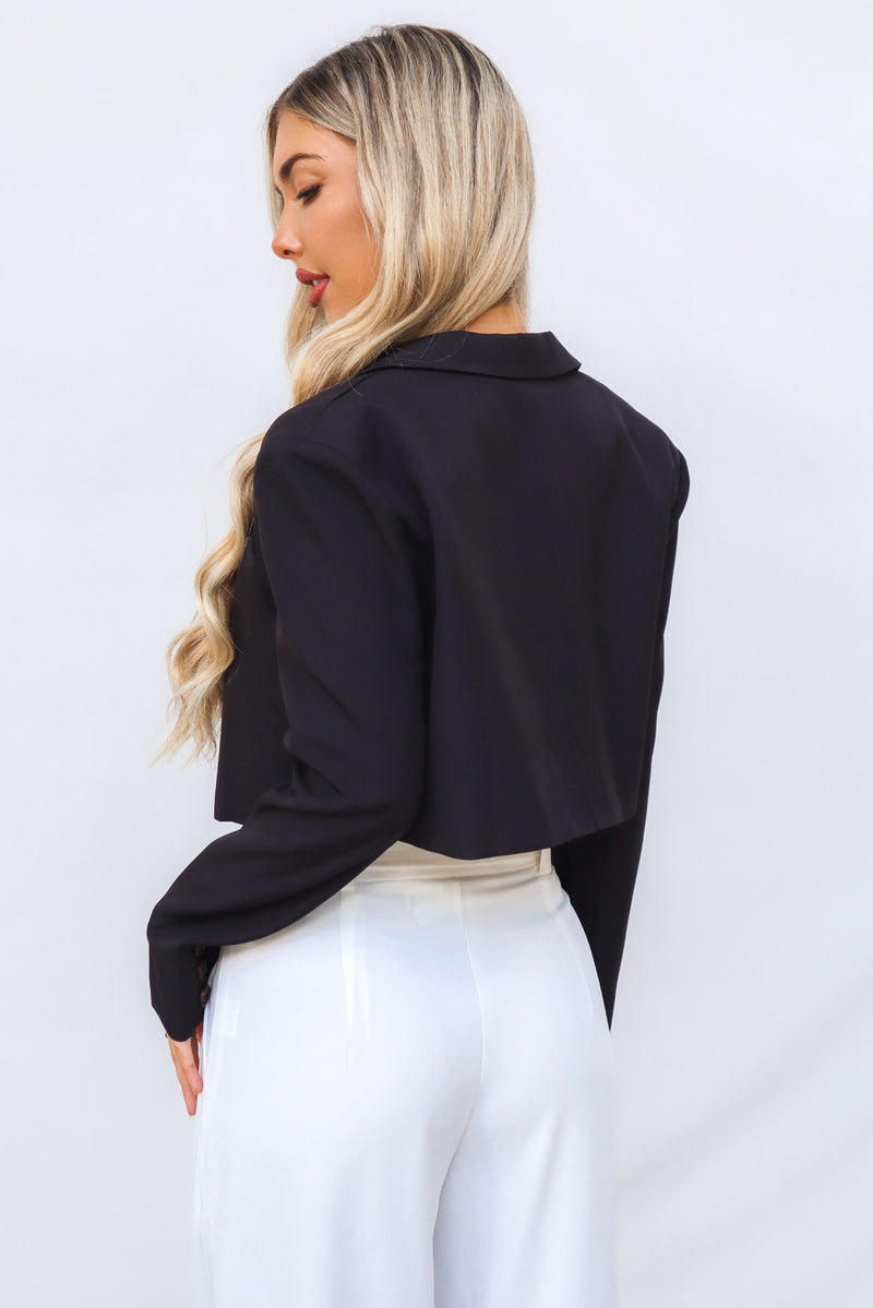 Stefani Cropped Blazer - Black