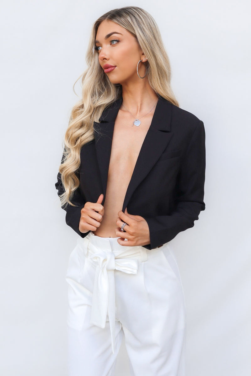 Stefani Cropped Blazer - Black