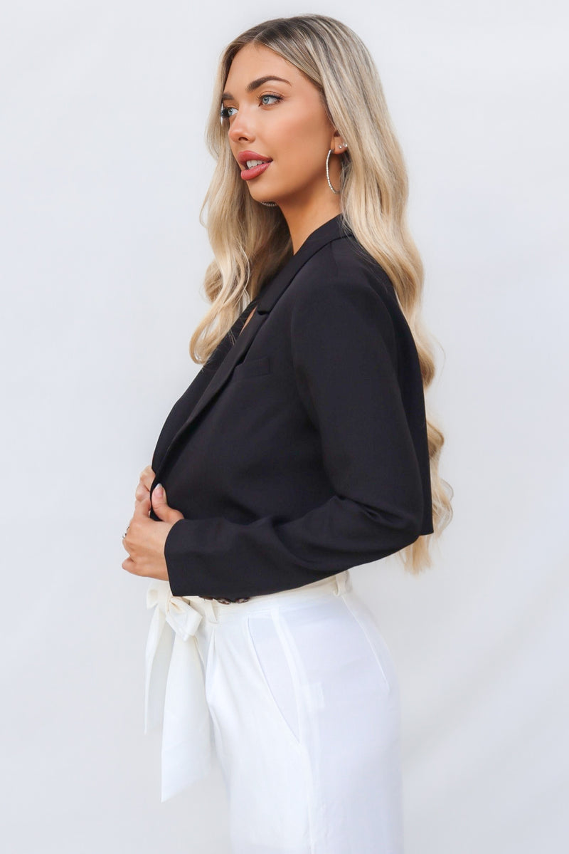 Stefani Cropped Blazer - Black