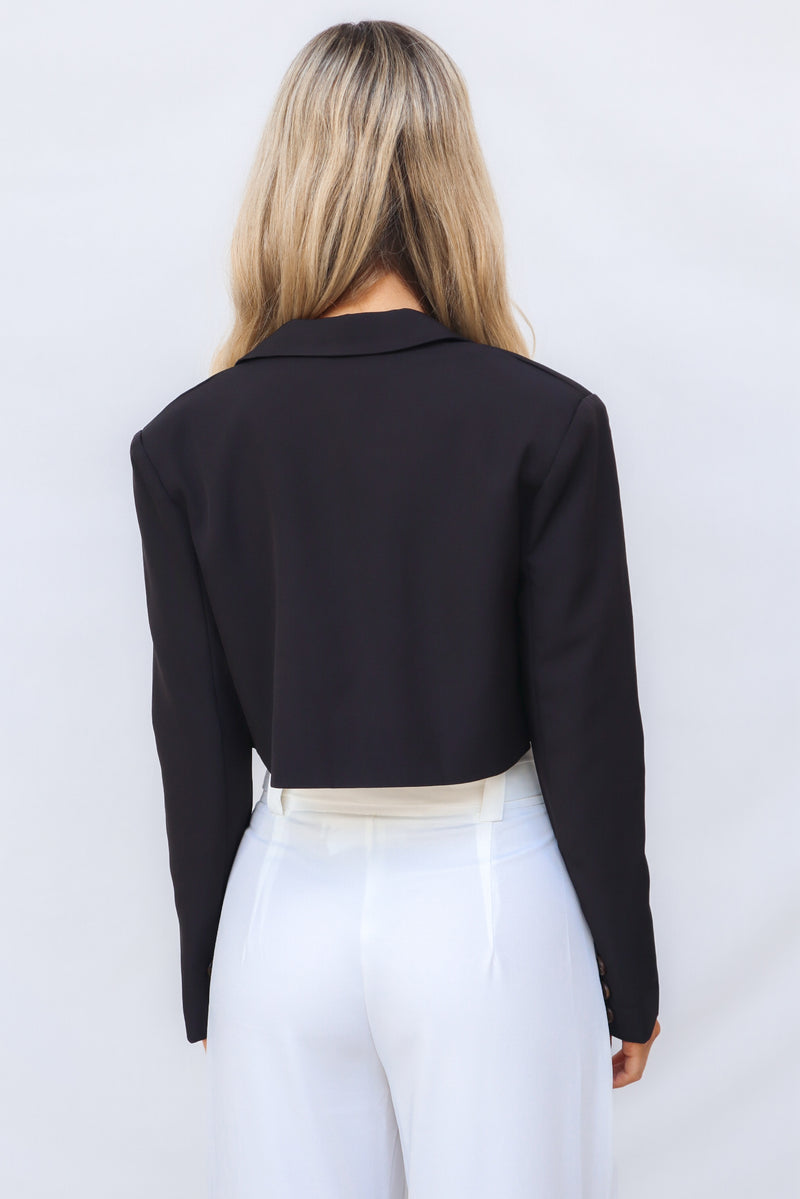 Stefani Cropped Blazer - Black