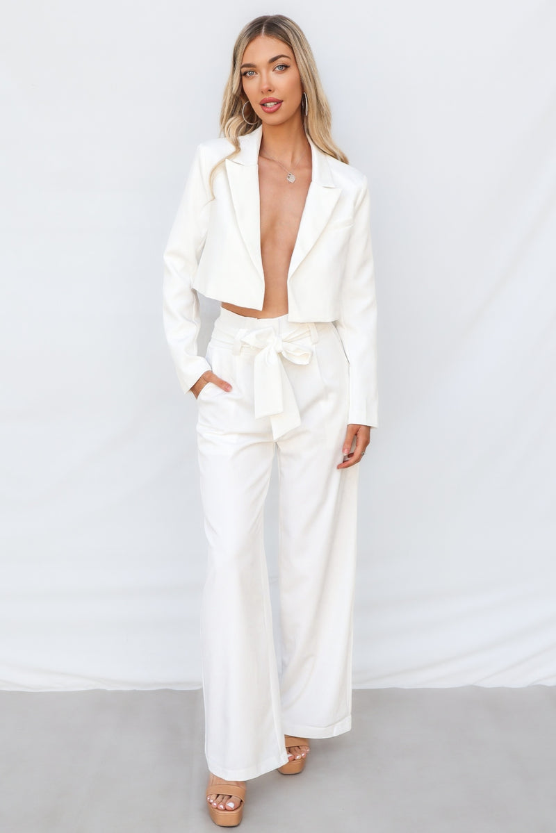 Stefani Cropped Blazer - White