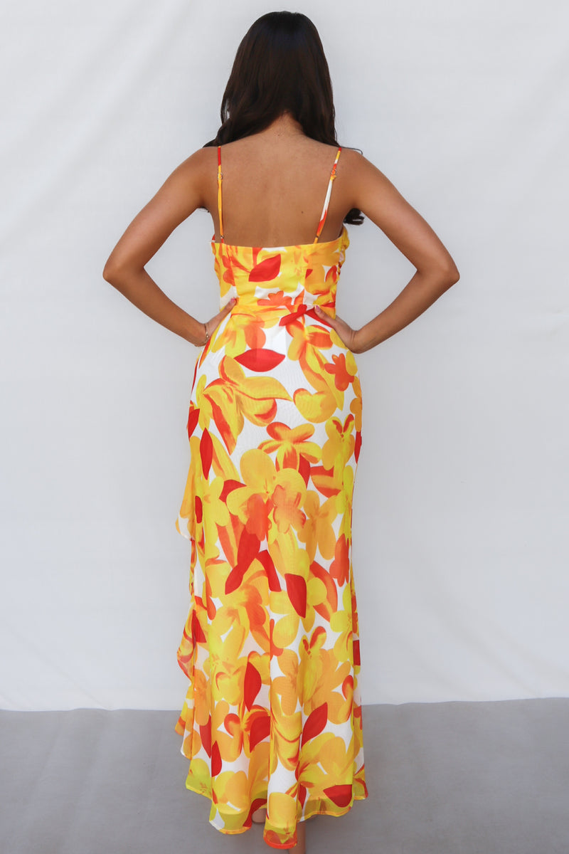 Teoni Maxi Dress - Yellow Print