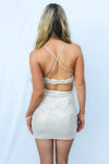 Tiffany Mini Dress - Beige Sequin