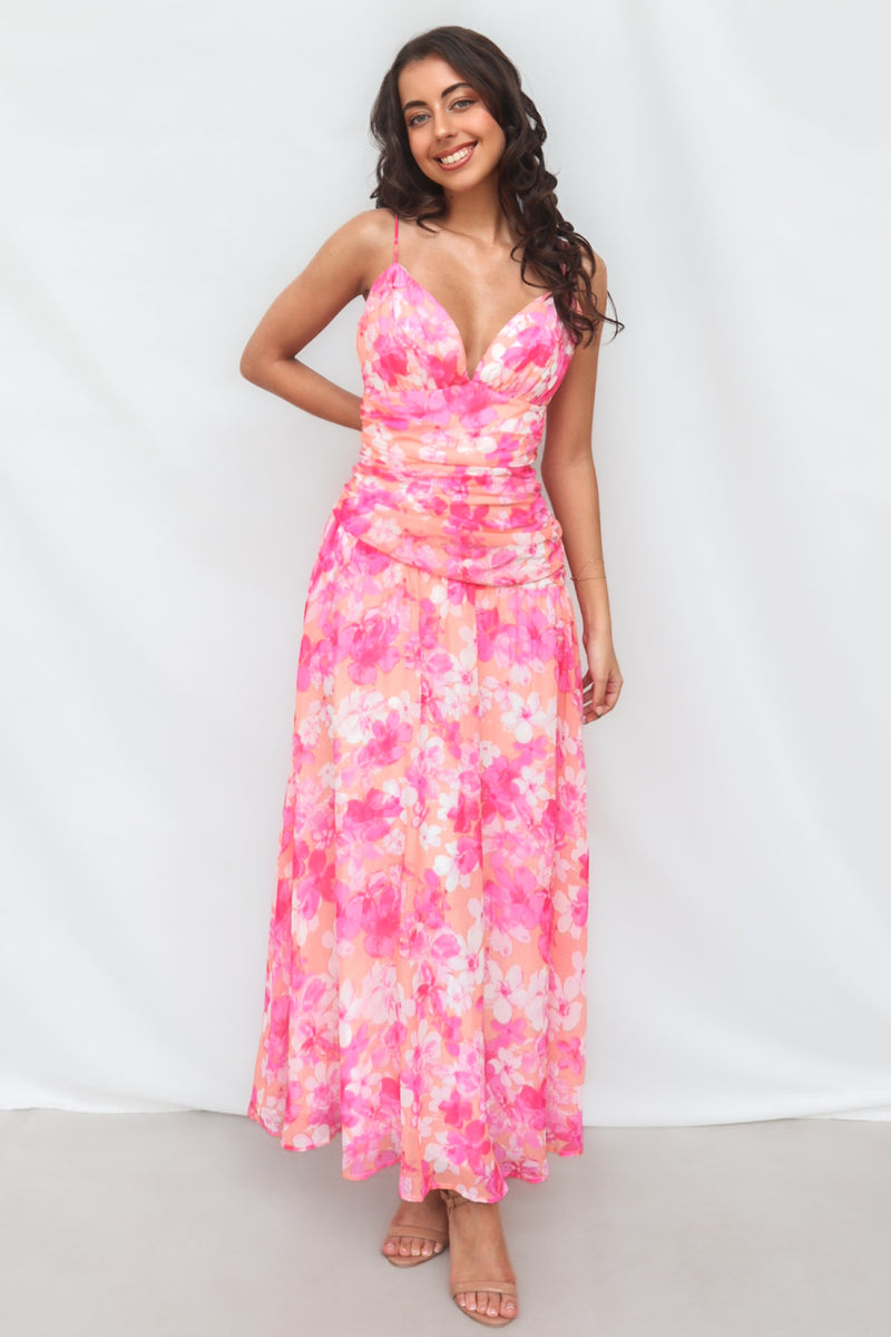 Yura Maxi Dress - Pink Floral